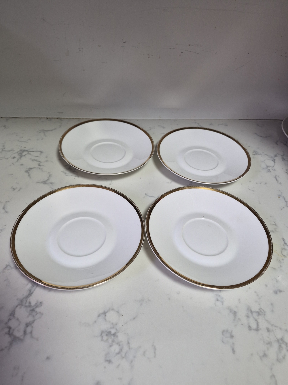 Studio TU  Fine Bone China - Horizon Gold Rim - Set of Four Saucers- SZ 6.5"